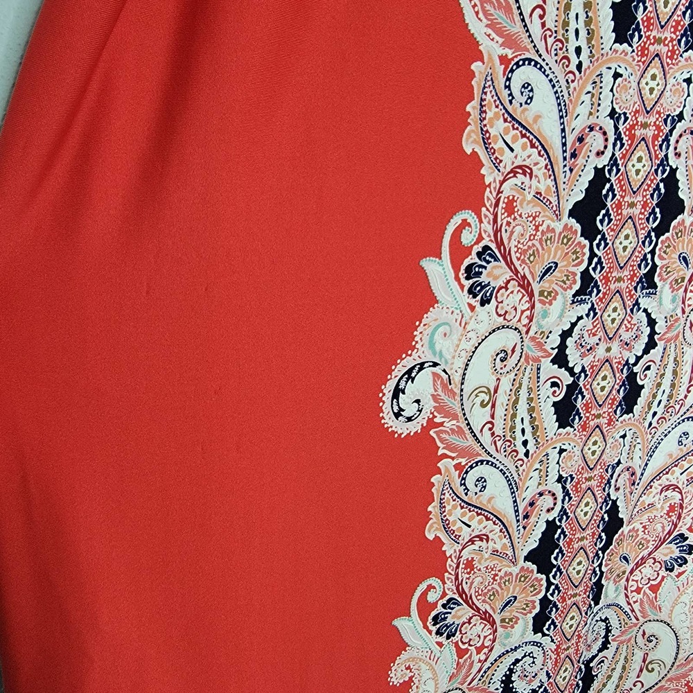 L APT 9 Red dress blue floral paisley gown EE - Picture 6 of 9